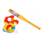 Športová bejzbalová sada pálka s rukavicami a 4x lopta